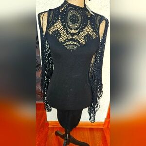 One Of A Kind Brand New With Label Sexy Strachable Dress With Fishnest Sleevs.